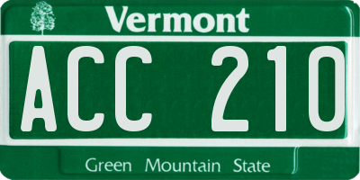 VT license plate ACC210