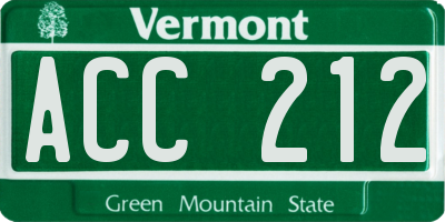 VT license plate ACC212