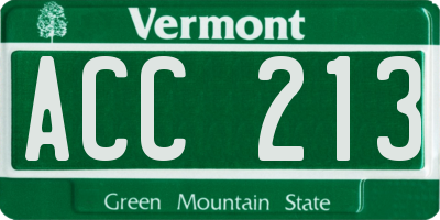 VT license plate ACC213