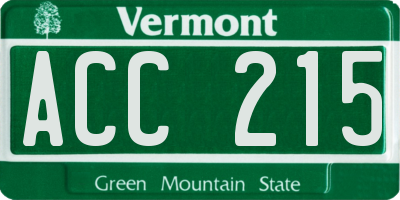 VT license plate ACC215