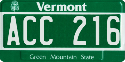 VT license plate ACC216