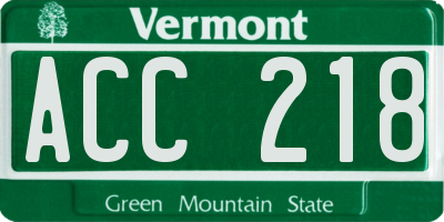 VT license plate ACC218