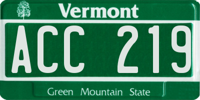 VT license plate ACC219