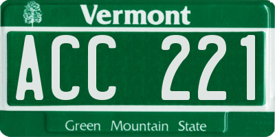 VT license plate ACC221