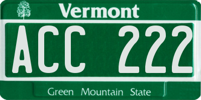 VT license plate ACC222