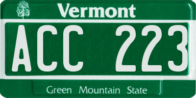 VT license plate ACC223