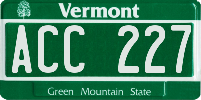 VT license plate ACC227