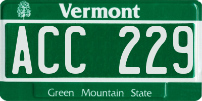 VT license plate ACC229