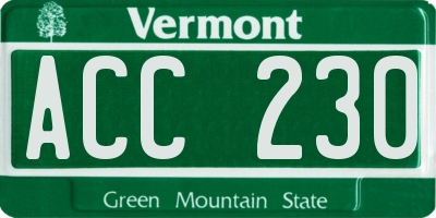 VT license plate ACC230