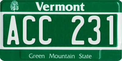 VT license plate ACC231