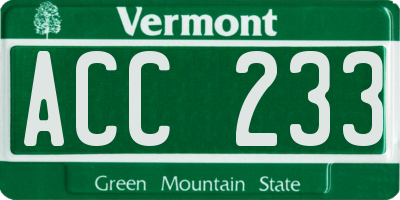 VT license plate ACC233