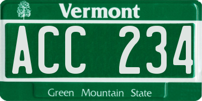 VT license plate ACC234