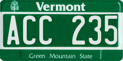 VT license plate ACC235