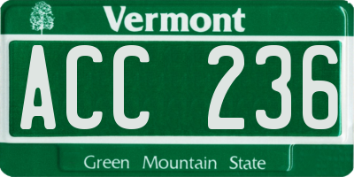 VT license plate ACC236