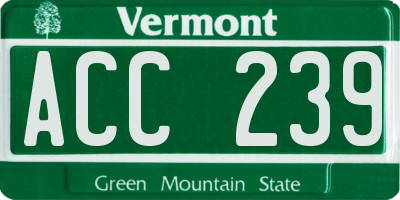 VT license plate ACC239