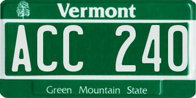 VT license plate ACC240