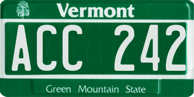 VT license plate ACC242