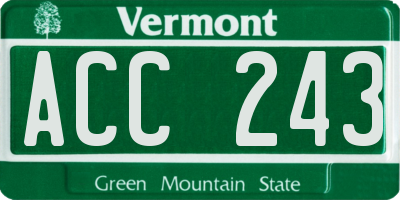 VT license plate ACC243