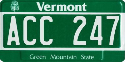 VT license plate ACC247