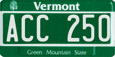 VT license plate ACC250