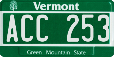 VT license plate ACC253