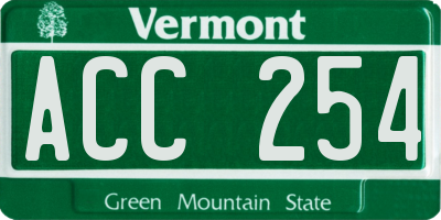 VT license plate ACC254