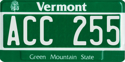 VT license plate ACC255