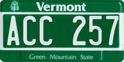 VT license plate ACC257