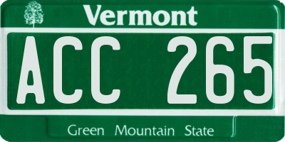 VT license plate ACC265