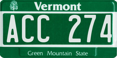 VT license plate ACC274