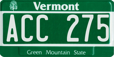 VT license plate ACC275