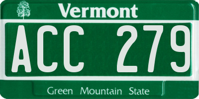 VT license plate ACC279