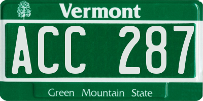 VT license plate ACC287