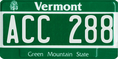 VT license plate ACC288