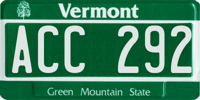 VT license plate ACC292