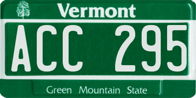 VT license plate ACC295