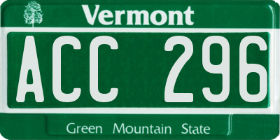 VT license plate ACC296