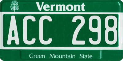 VT license plate ACC298