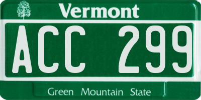 VT license plate ACC299