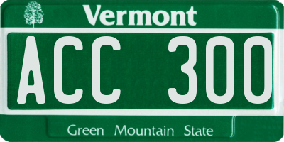 VT license plate ACC300