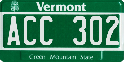 VT license plate ACC302