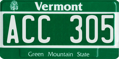 VT license plate ACC305