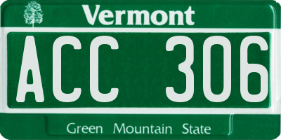 VT license plate ACC306