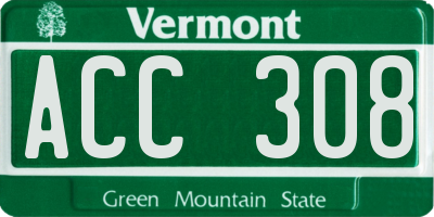 VT license plate ACC308