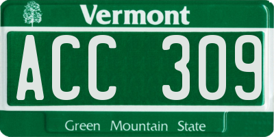 VT license plate ACC309