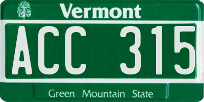 VT license plate ACC315