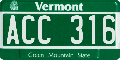 VT license plate ACC316