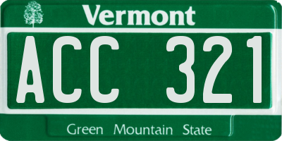 VT license plate ACC321