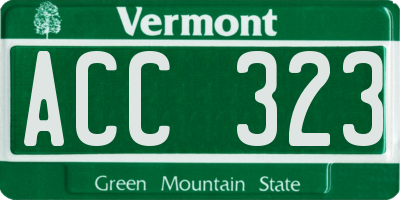 VT license plate ACC323