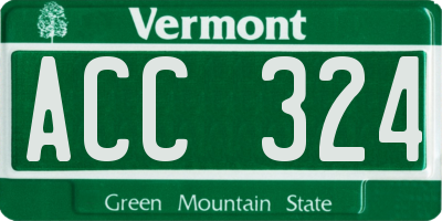 VT license plate ACC324